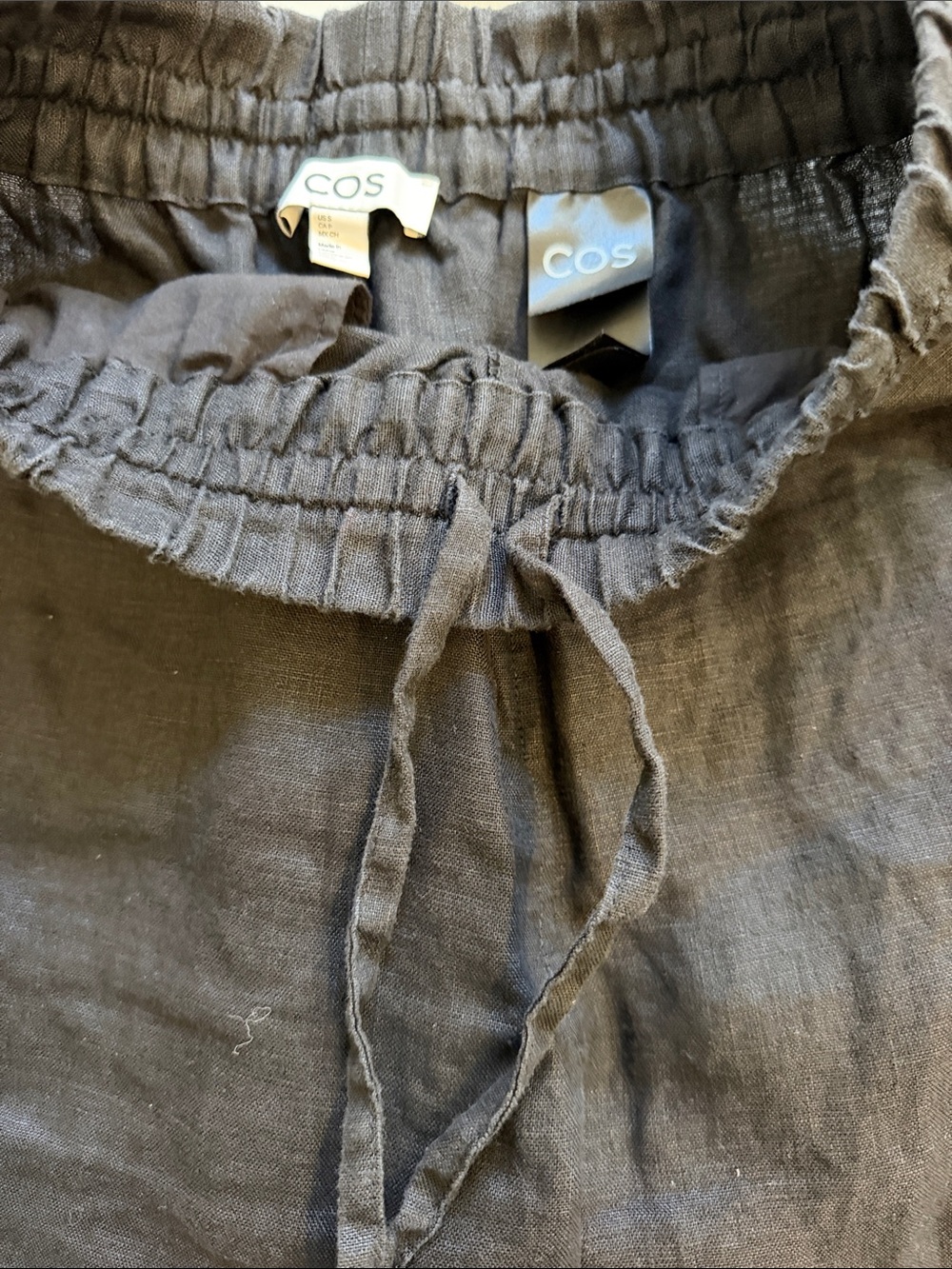 COS Black Elastic-Waist Linen Shorts - Picture 4 of 6